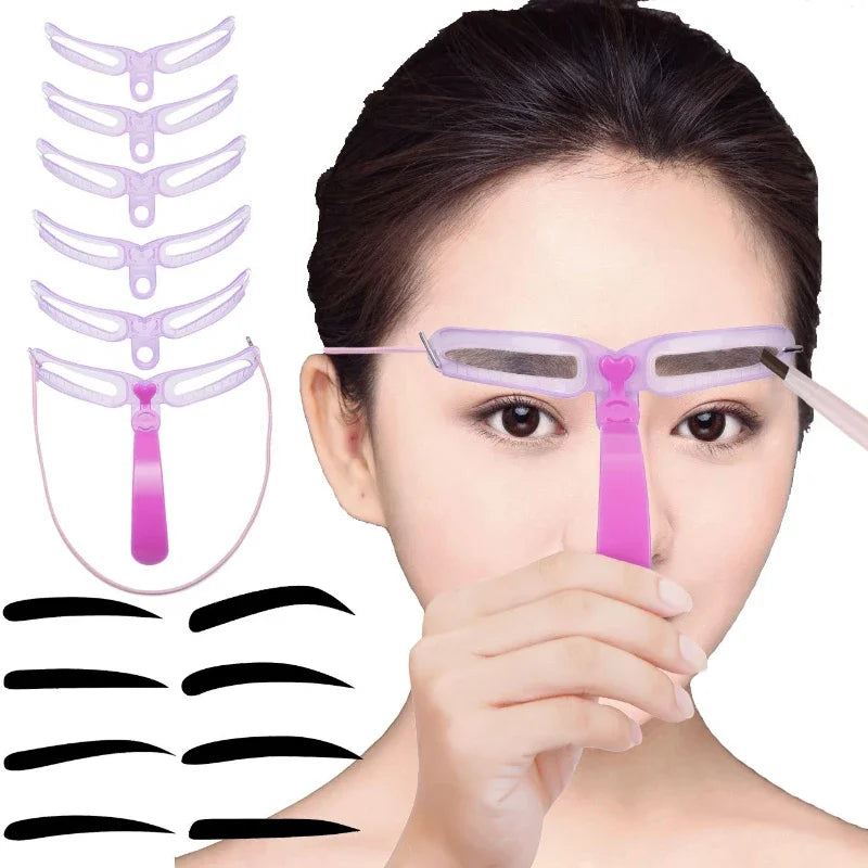 New Reusable Eyebrow Shaper Brow Stamp Template Eyebrows Shape Set Eyebrow Stencil Eye Brow Women Make Up Tools Accessories
