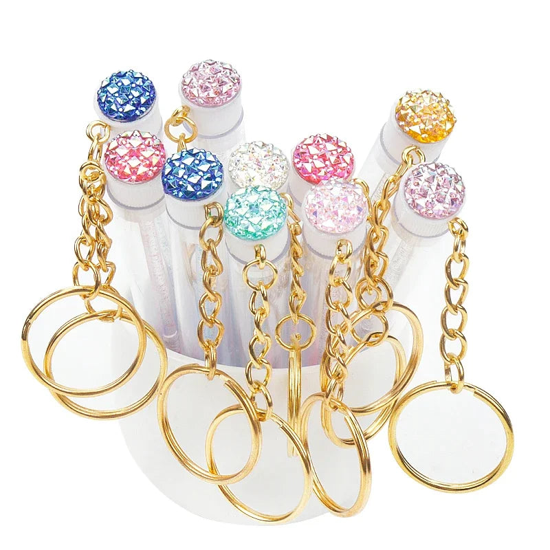 10Pcs Keychain lash extension supplies Disposable Eyelash Brush Brow and Lash Comb make up brushes Tube Eyelash Brush With Gold