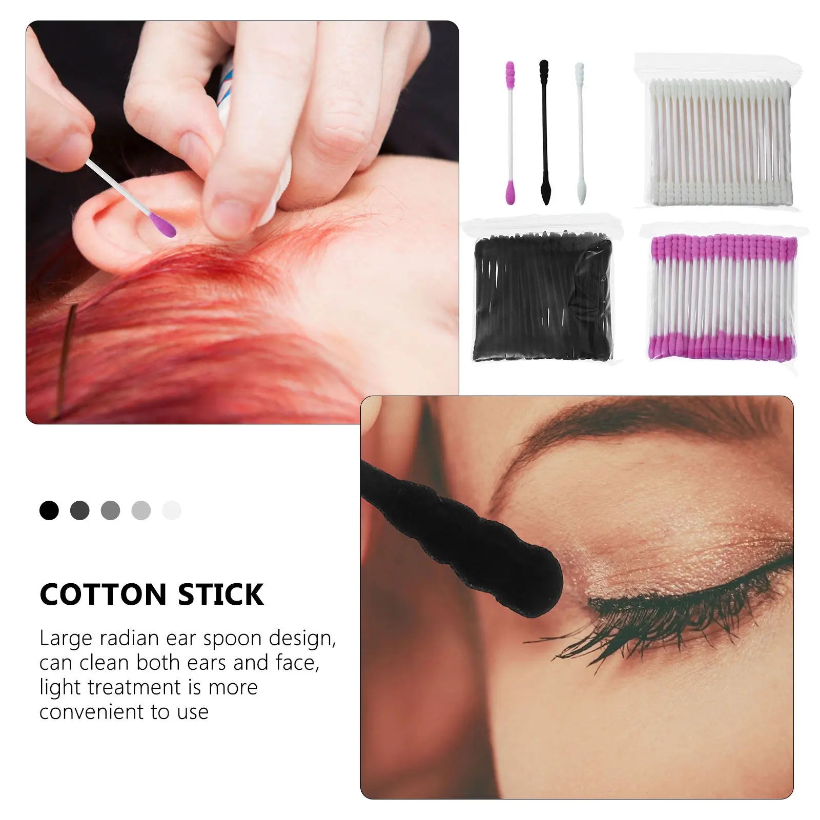 3Packs Cotton Swabs Double Head Spiral Swabs for Beauty Make Up Cleaning Tools Long Handle Soft Absorbent Cotton Stick