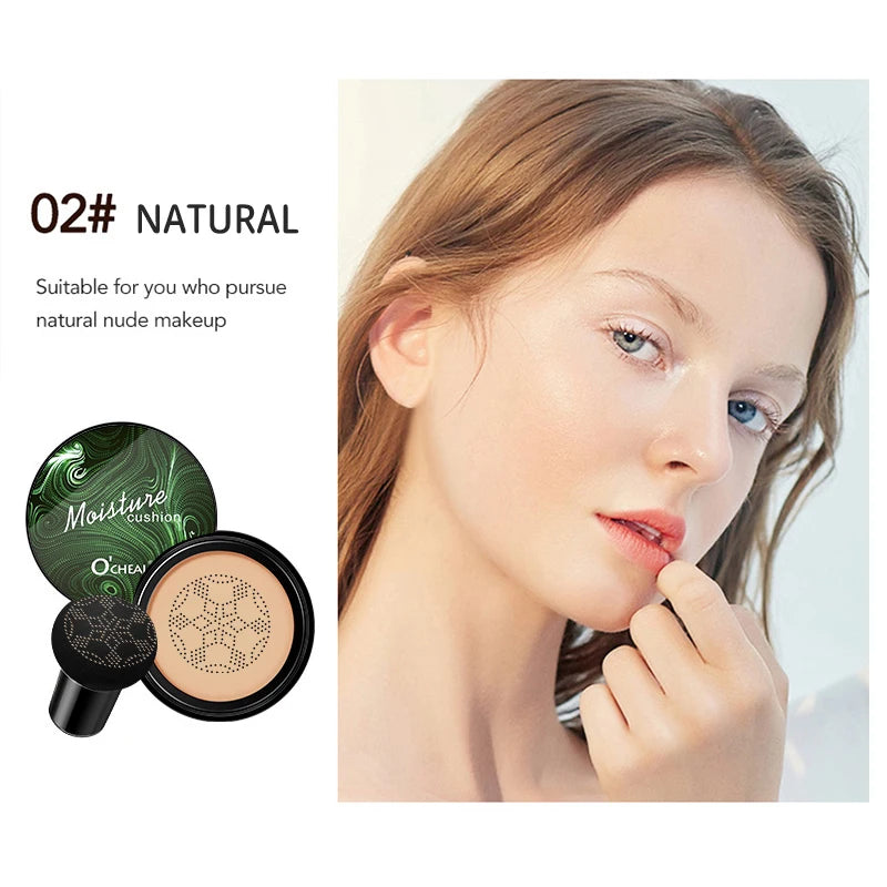 Ocheal BB Cream Air Cushion Compact Make Up Foundation Concealer Cream for Face Cosmetics Makeup Mushroom Head Puff