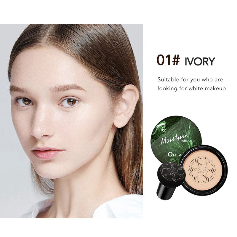 Ocheal BB Cream Air Cushion Compact Make Up Foundation Concealer Cream for Face Cosmetics Makeup Mushroom Head Puff