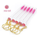 10Pcs Keychain lash extension supplies Disposable Eyelash Brush Brow and Lash Comb make up brushes Tube Eyelash Brush With Gold