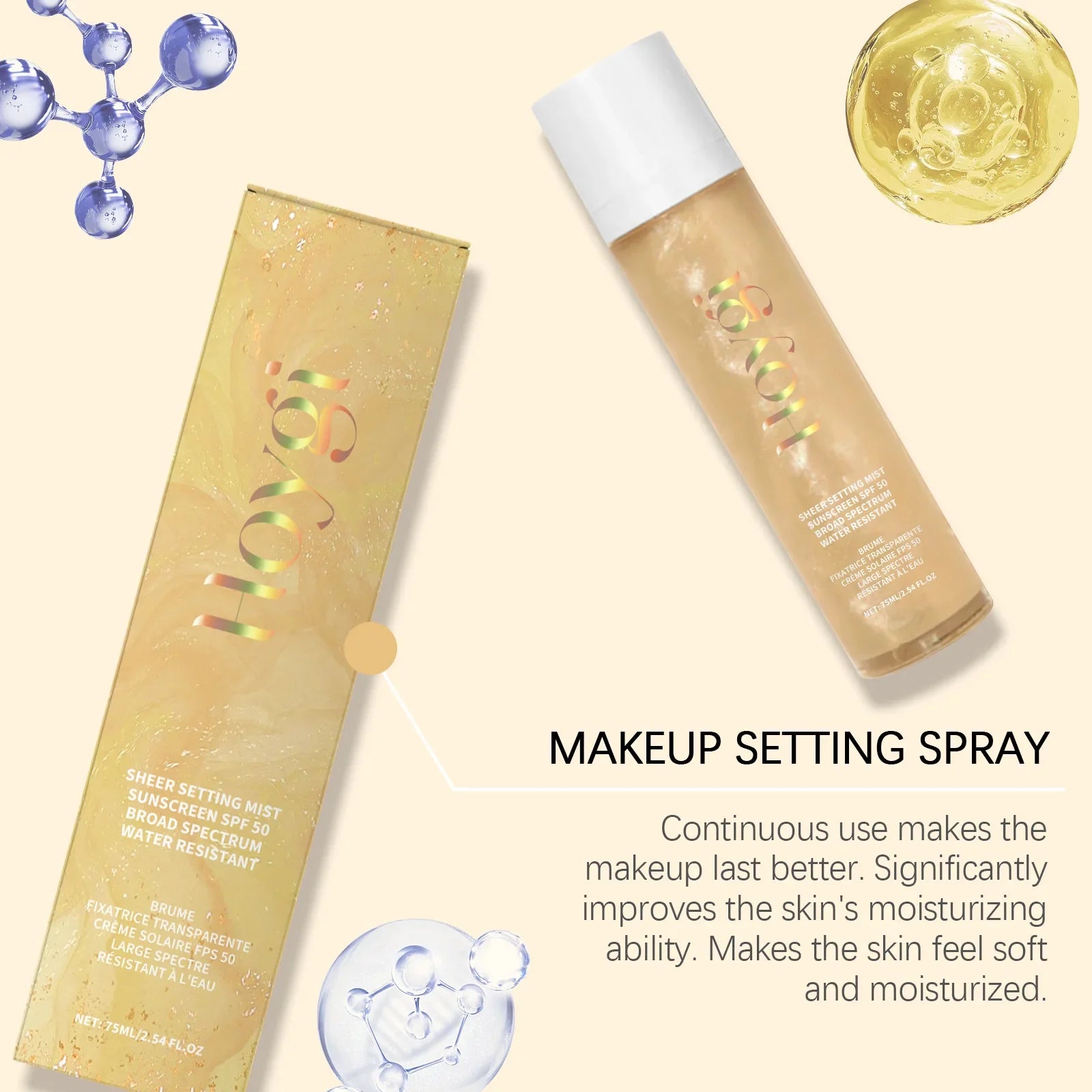 Makeup Finishing Spray UV Protect Oil Control Transfer-Resistant Smudge-Proof Waterproof Makeup Primer Hydrating Setting Spray